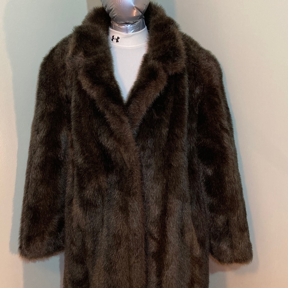 Source Unknown Dark Brown Faux Fur Long Coat - Women